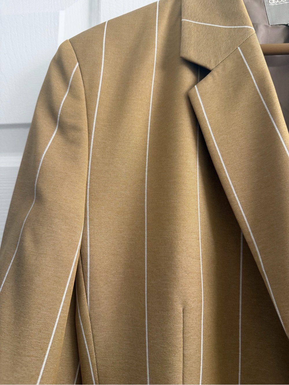 ASOS Brown Pinstripe Blazer Jacket - Picture 6 of 7